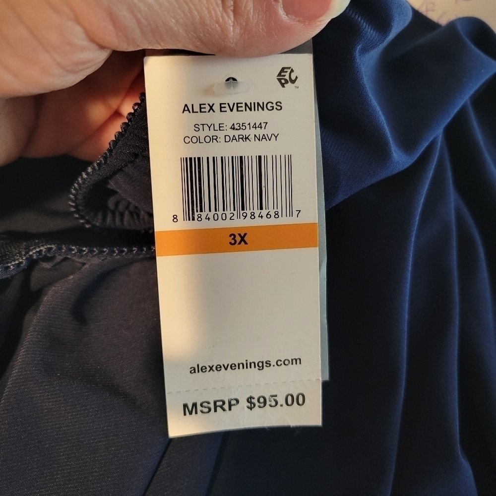NWT Alex Evenings Stretch Matte Jersey Wide Leg Pants in Dark Navy - Picture 9 of 9
